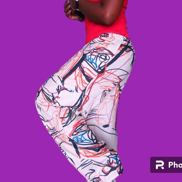 Temu geometric graphic long pants with pockets in tan and various colors size XL - Picture 7 of 8